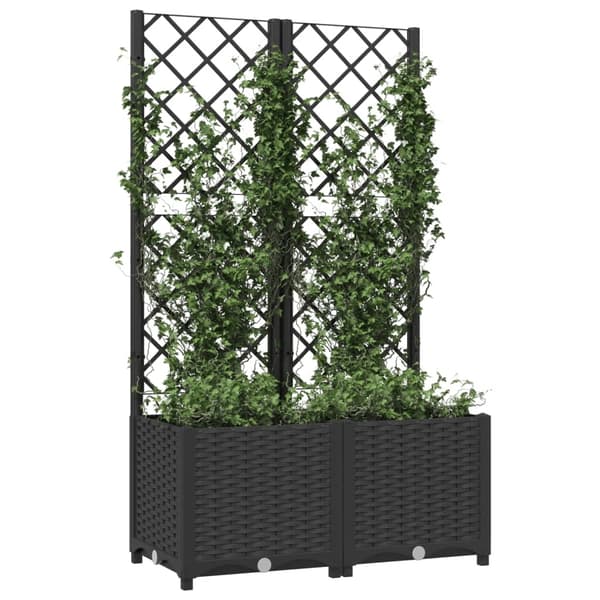 vidaXL Plantekasse med espalier sort 80x40x136 cm PP