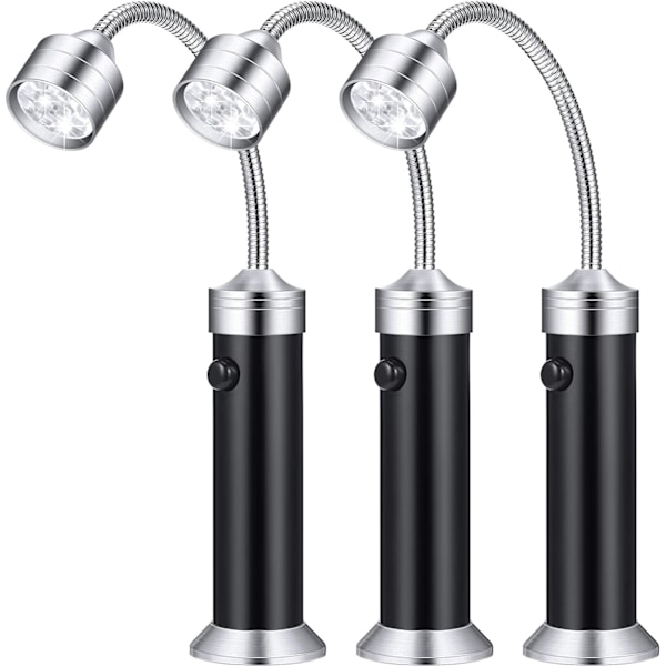 3 stk. Grill Barbecue Lys Magnetisk Base Led BBQ Lys Justerbar BBQ Lys med 360 Graders Hals Grill Lampe til Udendørs Grill og BBQ, Sort