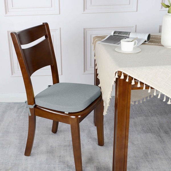 Tuolin tyyny, liukumaton keittiön tuolin pehmuste siteillä, Memory Foam 45*42cm, ruokapöydän tuolin istuintyyny - vaaleanharmaa