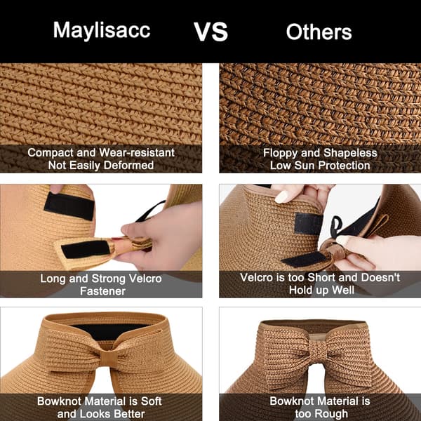Visor Solhat Strand Sol Bred Skygge til Kvinder UPF 50+ Sommer Beskyttelse,Beige Khaki