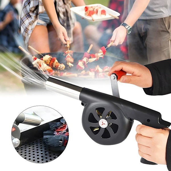 Manuell grillfläkt, grillfläkt, lämplig för utomhusmatlagning, öppen spis, camping