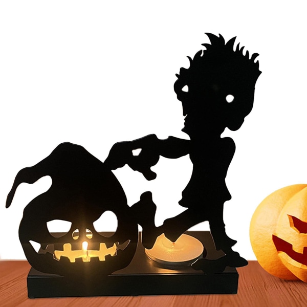 Halloween Ghost -kynttilänjalka - Halloween-kynttilänjalka Koristeellinen kynttilänjalka kurpitsalla, lyhtyllä, pääkallolla