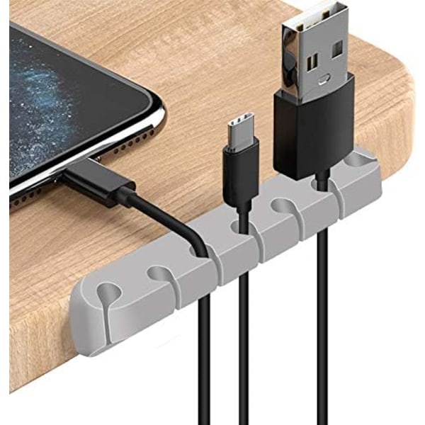 3-pack organizer , kabelhållare för kabelhantering Självhäftande silikontrådshållare för att organisera USB laddningskabel/ power -grå Gray