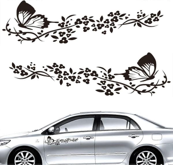 2 x Bildekaler med Fjärilsblomdesign, Tuning Bildekal