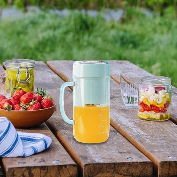 Elektrisk Juicer Cup Personlig Storlek Blender 330ml Juicer Blender Cup för Resor Hem Vattenmelon Grapefrukter Fruktjuice, Blå