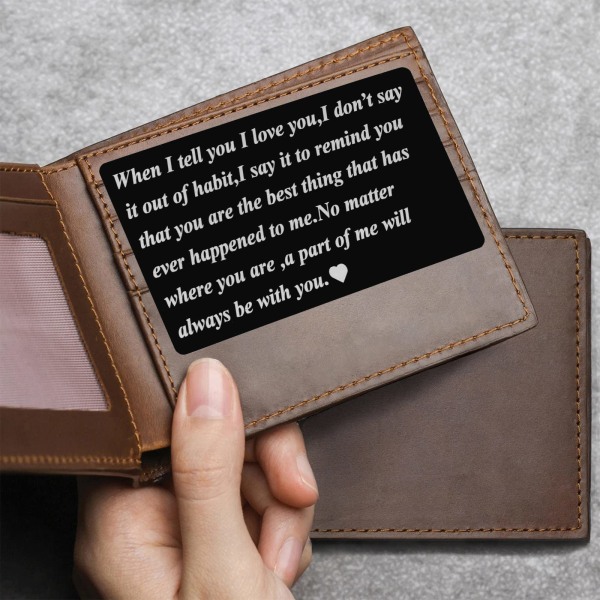 Personligt tegnebogskort, tegnebogsindsatskort til kæreste mand Valentinsdagsgaver til mænd Julefødselsdagsgaver (sort) Black