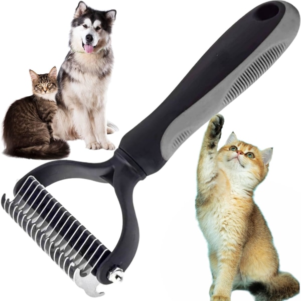 Avläkningsverktyg och skötselborste för hundar, katt, svart - avmattningsverktyg för hundar, verktyg för hundar och katter, kam för skötsel av husdjur tar bort lös underull