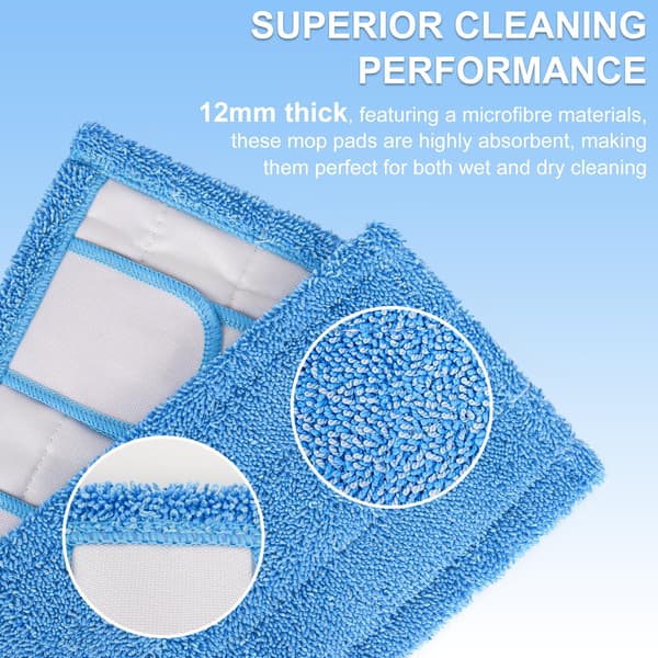 4-pack återanvändbara moppdynor för Flash Speedmop, mopphuvuden ersättningsmoppdynor, mikrofiberersättningsdyna (blå) Blue