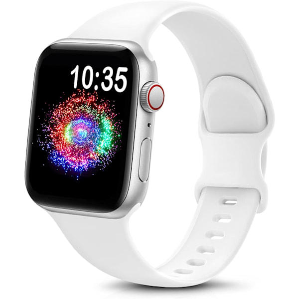 Silicone Sport Band for Apple Watch - Compatible with 38mm, 40mm, 41mm, 42mm, 44mm, 45mm, 49mm -- White 42/44/45/49MM