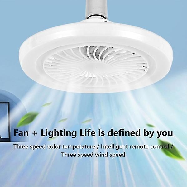 Takfläkt med lampa för sovrum - E27 3 färger inbyggda takfläktar med fjärrkontroll intelligent styrning ögonskydd