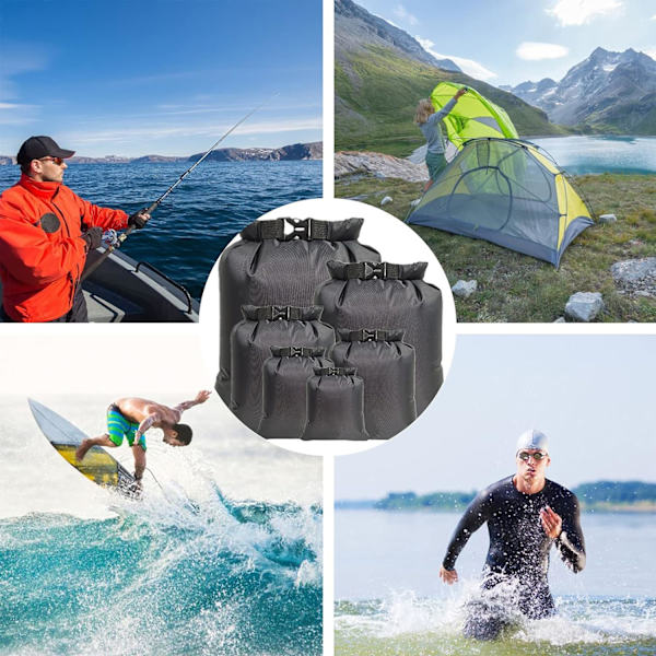 6-pack Vattentät Torr Väska Bärbar Stor Kapacitet Kombinationsväska Snorkelväska Resa Rafting  Simning  Fiske Kajak Tillbehör (Svart) Black