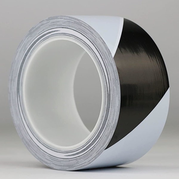 Farevarselstape 48mm x 33m, Universell Signalmerking og Advarselstape - Merker og Merker Farlige Områder (Hvit og Svart)