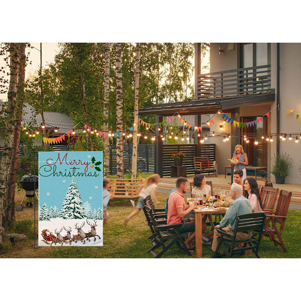 God Jul Träd Tomteträdgårdsflagga 12 x 18 Tum Dubbelsidig, Julälg Snöflinga Flaggor