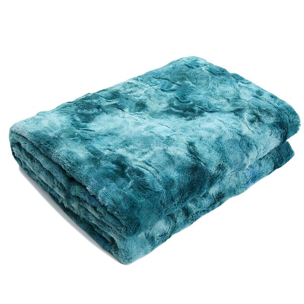 Pehmeä viltti tekoturkis - päiväpeite turkislook, konepestävä blue