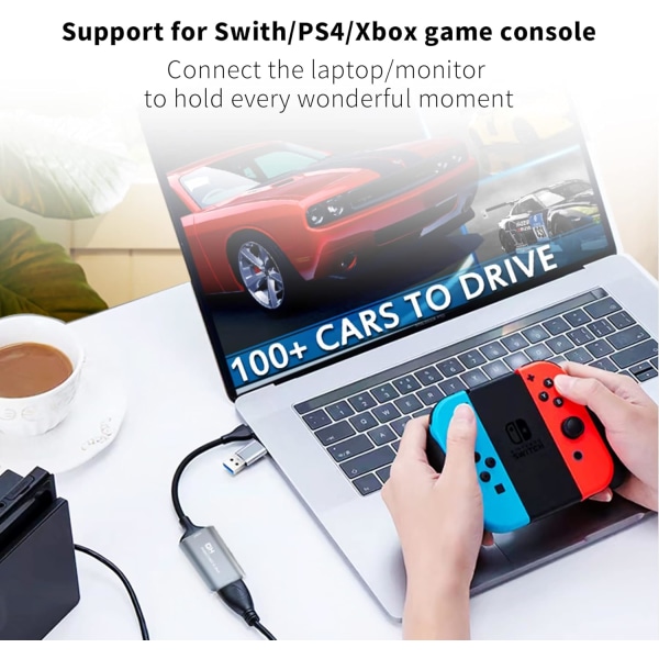 Videokaappauskortti, HDMI-USB/Type-C 1080P suoratoistoon, opetukseen, videoneuvotteluihin tai suoratoistoon