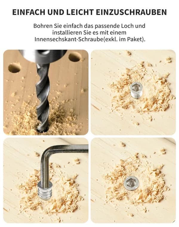 50 kpl puinen kierteinen insert-kuusiomutteri M8 x 20 mm sinkkiseosruuvi-insert