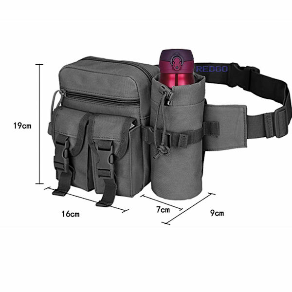 Taktisk midjeväska med vattenflaskhållare, vattentät midjeväska militär utility canvas fanny pack bumbag