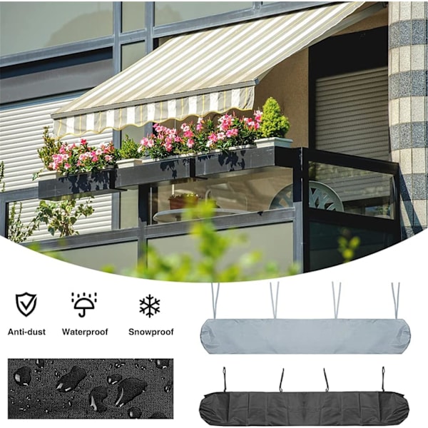 Terrassmarkis, förvaringsmarkisöverdrag, vattentät dammsäker snöskydd (2m, silver) Grey 2M