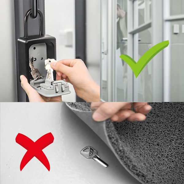 Bärbar nyckelbox, hänglås nyckelbox med avtagbar bygel, väggmonterad kombinationsnyckellåda utomhus för hemmet, upp till 5 nycklar (grå) Gray