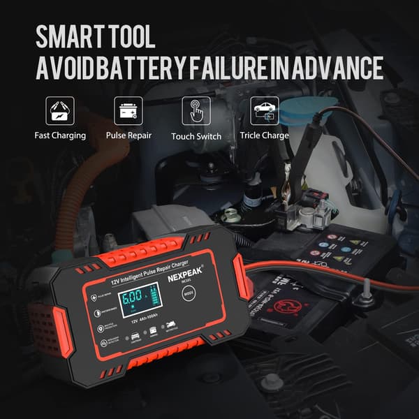 Bilbatterioplader, 12V 6A Intelligent Batterioplader, Vedligeholdelse af Bilbatteri Desulfator