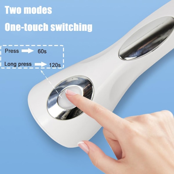 Håndholdt UV LED Neglelampe Portabel Mini Negletørrer Gel Polish Flash Hærdende Genopladelig 2 Timerindstilling 10W Manicure Hjem Salon, Hvid