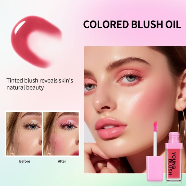 Blushers för kinderna Makeup - Långvarig Liquid Blush - Smetningssäker och vattenfast nyans Blush med svampapplikator (02) 2