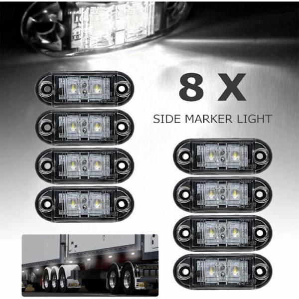 Kuorma-auton sivuvilkut, 8 kpl LED-sivuvalot etu- ja takasivuvaloille 12V 24V Universal