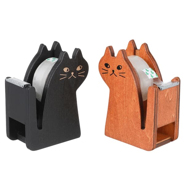 Bordsdispenser för tejp 2-pack Trä Kat-formade Tejpklippare för Kontor Hem Skola