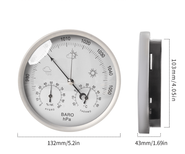 Analog väderstation 3i 1i,Ø132mm-Barometer,termometer,hygrometer