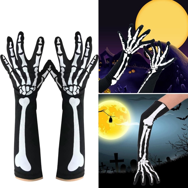Halloween Skeleton Gloves Full Finger, Creative Skeleton Gloves Cosplay Halloween Gloves, Ghost Bone Gloves Halloween Cosplay Party