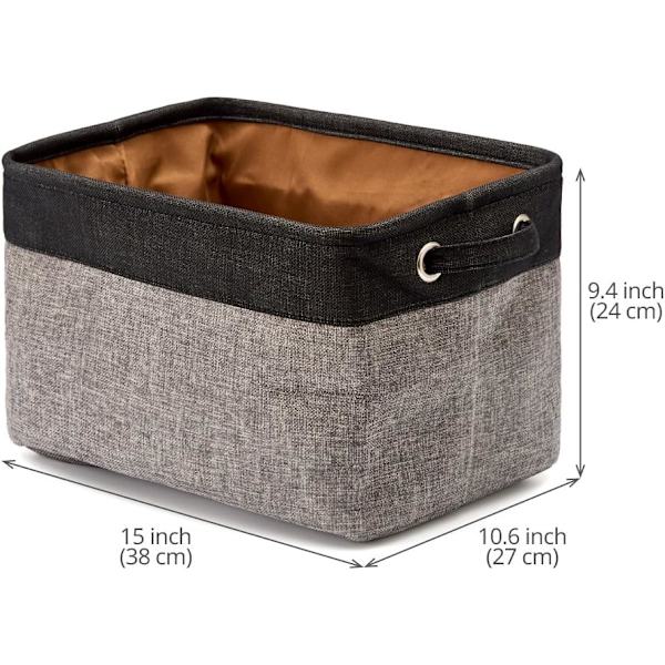 3 stk. Canvas opbevaringskurv Black,gray