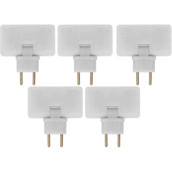 5 stk. Flat Stikkontakt Trådløs Pluggkonverter 180 Graders Rotasjon 1 til 3 EU Pluggadapter 110-250V for Plassering Bak Møbler.