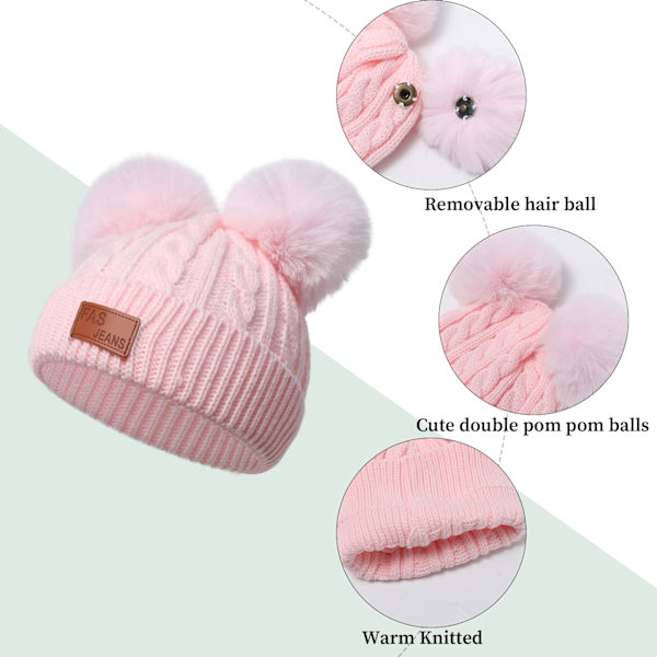 Baby Vinter Varma Stickad Mössa Spädbarn Småbarn Barn Virkad Päls Hårboll Mössa Pom Pom Mössa Baby Pojkar Flickor
