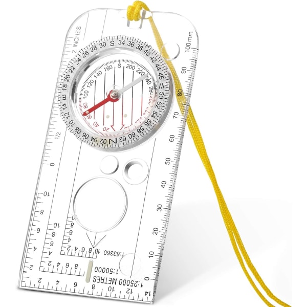 Navigeringskompass, orienteringskompass scoutkompass vandringskompass med justerbar deklination (12,5 x 6,0 cm)