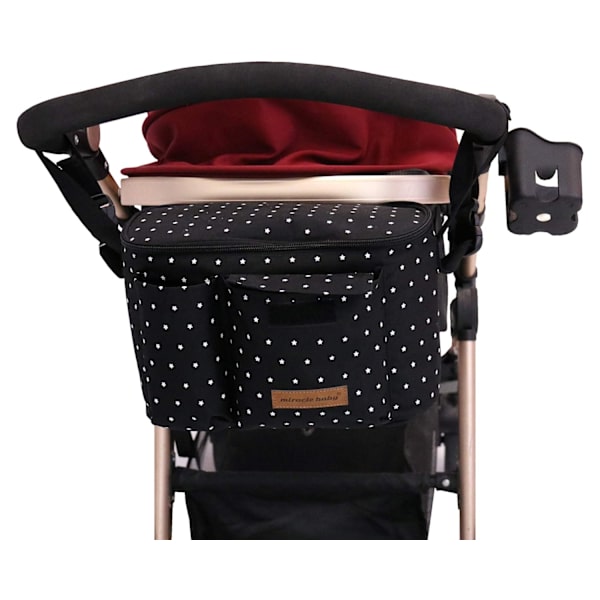 Barnevognspose Organizer Barnevogn Buggy Pose Baby Universal Multifunktionel Opbevaringspose (Sort Stjerne) Black Star