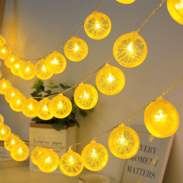 Sitruunaviipalevalot, power, joustava köysinauha Fairy LED, lämmin keltainen joulun syntymäpäivä hääjuhliin, kodin sisustus, 3m, 20 LED