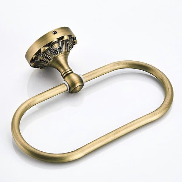 Antikk messing oval håndklering for håndkleoppbevaring, veggmontert holder