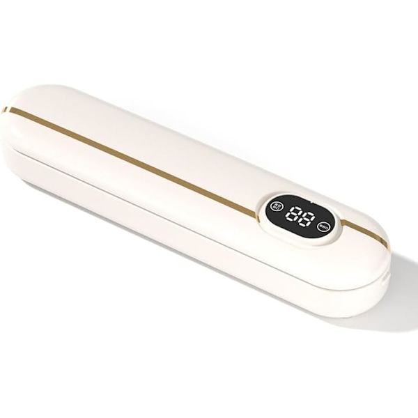Automatisk matvakuumforseglermaskin, bærbar tørr- og fuktig matmodus luftforseglermaskin med 10 stk forseglerposer startsett for matlagring (beige)