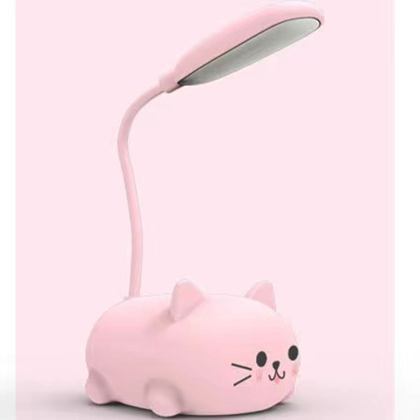 LED-skrivbordslampa för barn, söt kattlampa USB-laddningsbar läslampa, bärbar LED-bordslampa (vit)