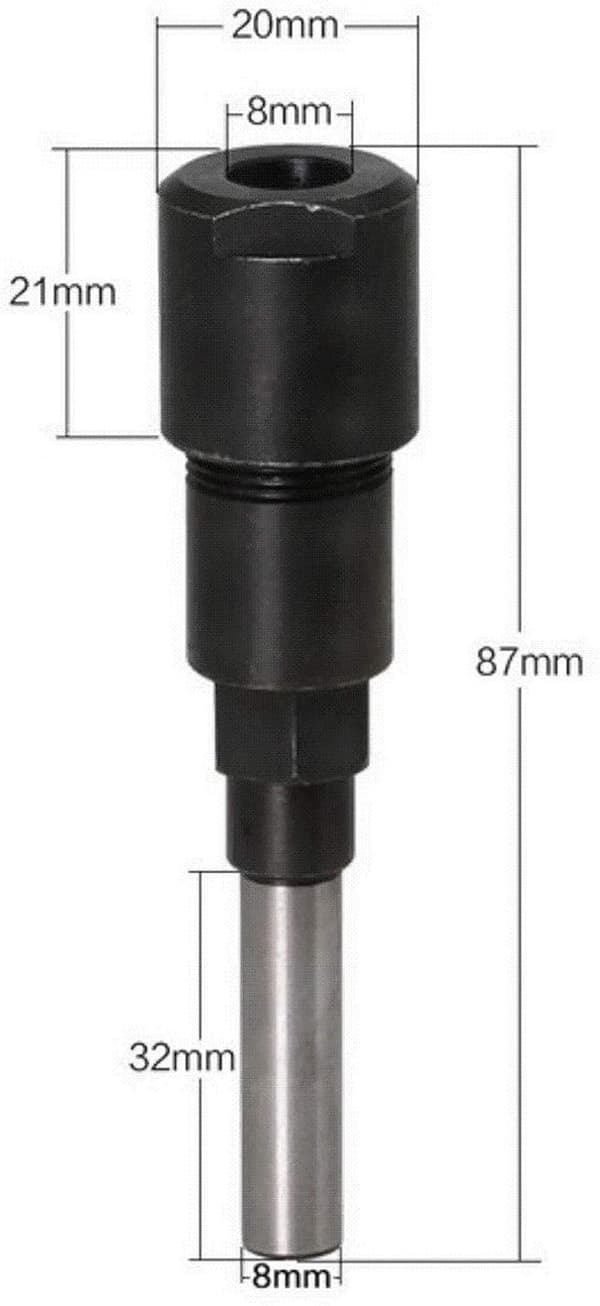 8mm skaftfräschucksförlängning - Skärgravyrmaskin förlängningschuckhållare