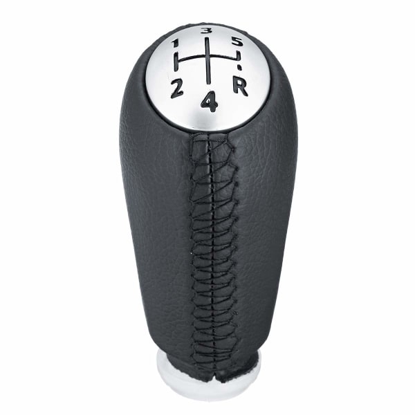 5-växlad manuell växelspaksknopp för Renault Clio III 2005-09, Megane 2 Laguna 2 2003-09, Clio 4 2012-19 Svart läder, med adapter