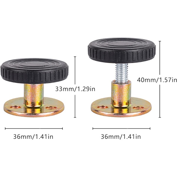 Anti-Shake Sengeramme for Seng Sofa Stabilisator Sengeside Fixere Stabilisatorer Svart 4 PCS(33-40 mm) 33-40 mm
