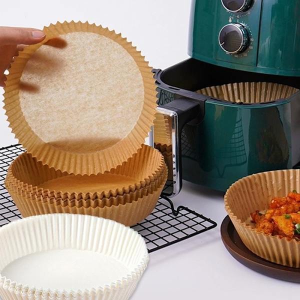 100 stk. engangs bagepapir til airfryer - Airfryer Liners brown