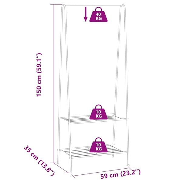 vidaXL Klädställning 59x35x150 cm Vit