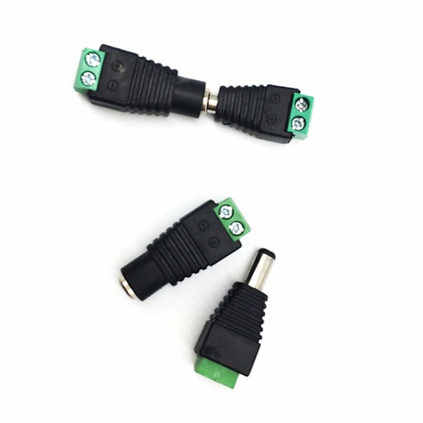20 stk. DC-strømstik, han/hun, 2,1 x 5,5 mm, 12V-stik, hunstikadaptere til DVR-kamera, stikkontakt, LED-lys, sikkerhedssystem