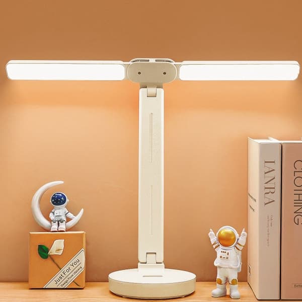 LED-pöytävalaisin, himmennettävä kaksoispää, valkoinen