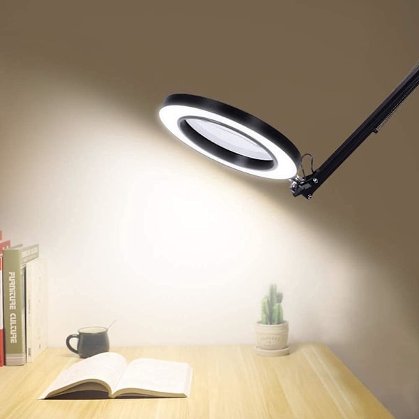 LED-suurennuslamppu pidikkeellä, 3 väriä 5 dioptriaa dioptrialla valaistut suurennuslamput, säädettävä heilurivarsilamppu