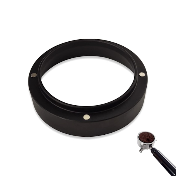 Aluminium Kaffe Doseringsring Espresso Portafilter Tratt med Magnetisk Utbyte för Hemma Café Barista (51mm, Svart)