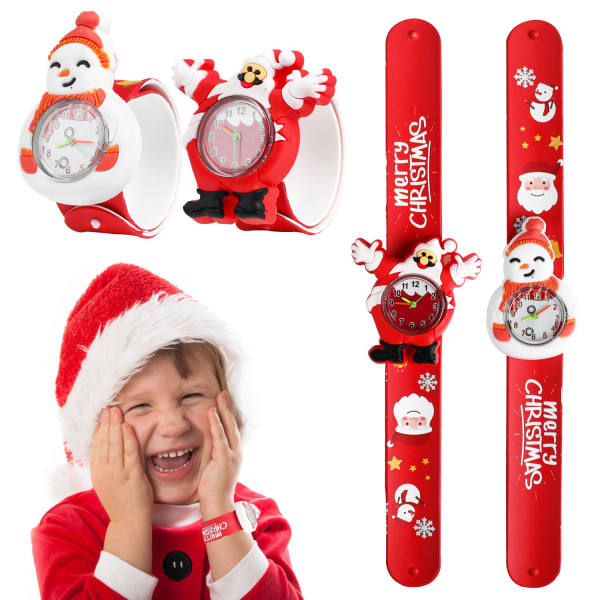 Julearmbånd, 2-paknings julesilikonklokke Barn med snabelbånd Armbånd til julegaver Festveskefyll Klasseromspremier