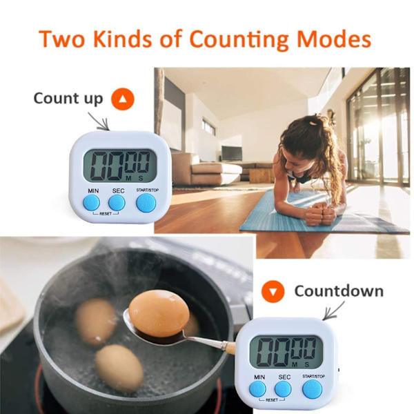 4 farver digital køkken timer, digital magnetisk stopur timer med magnet, stående lille børns time timer, minut nedtælling kortvarig alarm